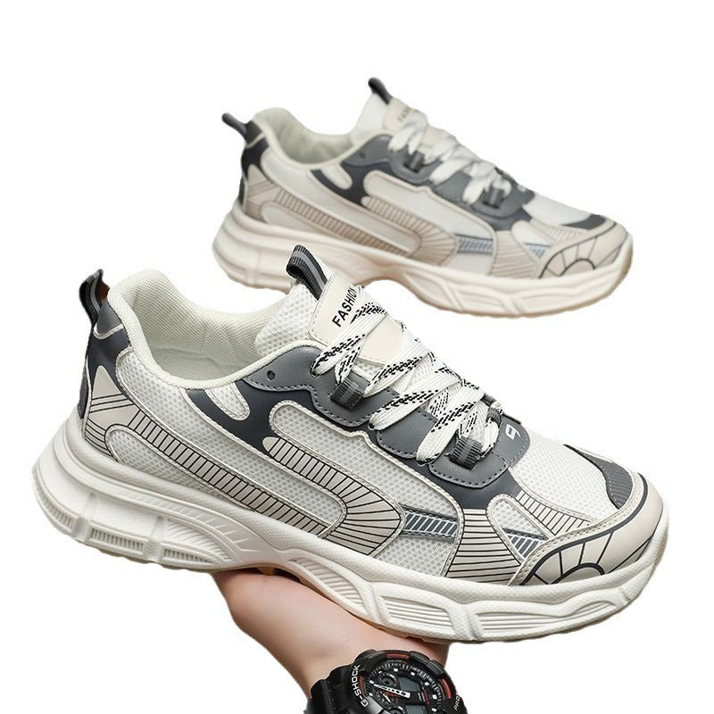 Spring men's new breathable mesh athletic shoes - trendy, versatile, thick-soled, non-slip casual running dad shoes