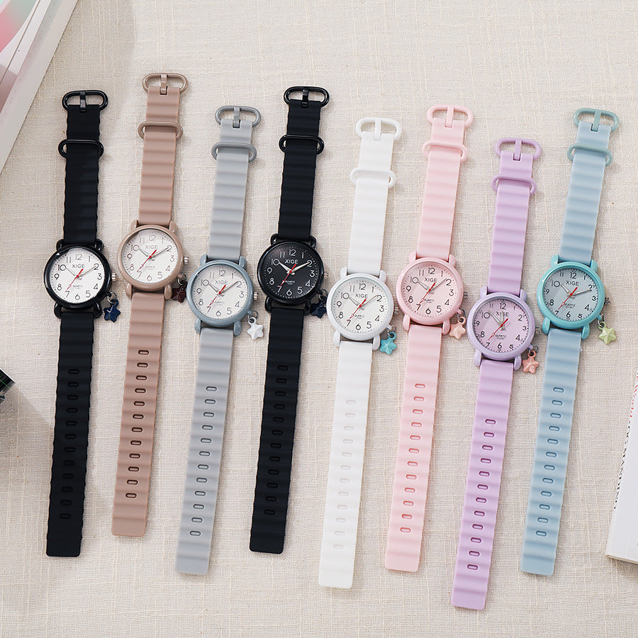 New arrival exam-specific kids quartz watch women's high-looking waterproof student niche style forest style retro women's watch