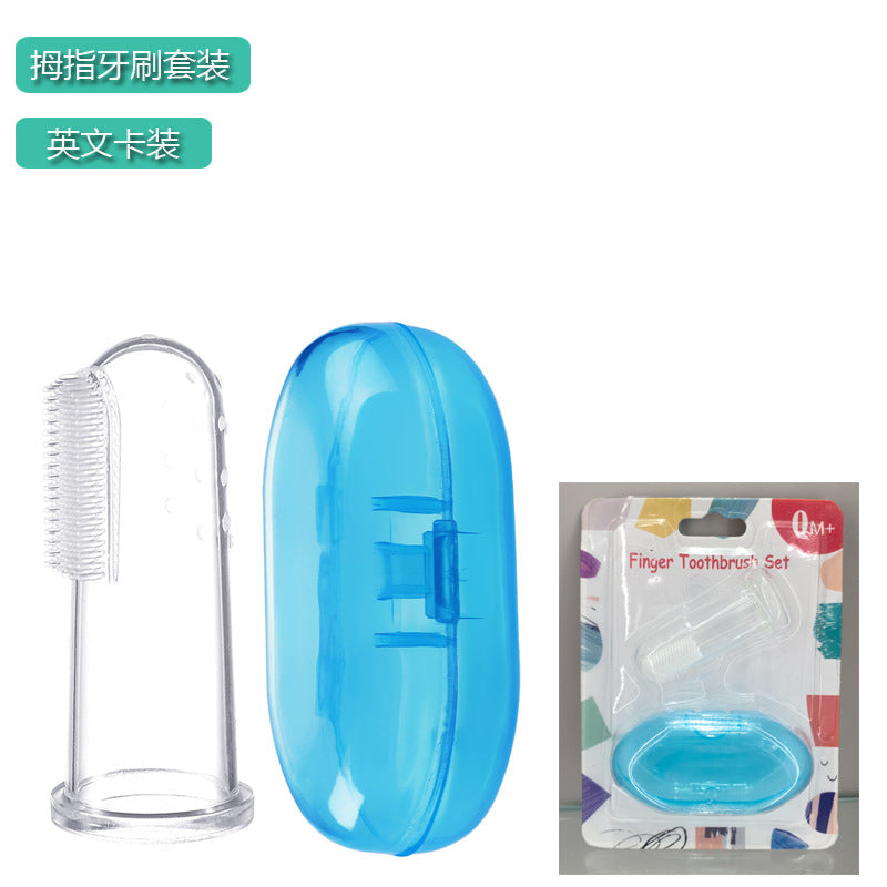 English card baby silicone toothbrush finger toothbrush soft hair silicone tongue coating oral cleaning baby tooth brush box