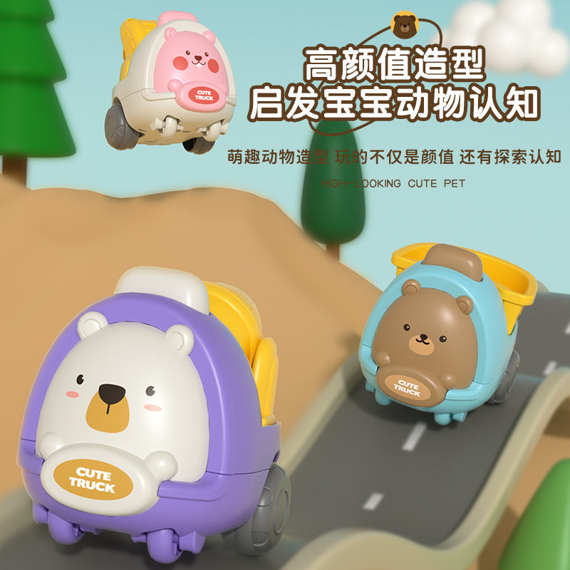 Mini cartoon inertia car - cute pet, educational toy for kids, baby inertia toy car, construction vehicle for little boys