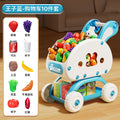 Kidsartificial supermarket shopping cart trolley toy play house fruit cutting fun boys and girls kitchen birthday products
