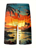 trending men's beach shorts, quick-dry swim trunks, casual sportswear, european and american new style 3d digital printing