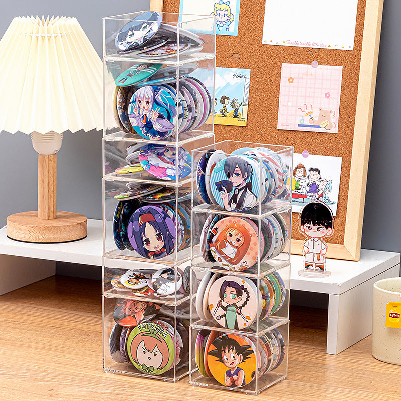 Desktop figure transparent storage box Multifunctional badge bar storage box Plastic peripheral drawer storage box