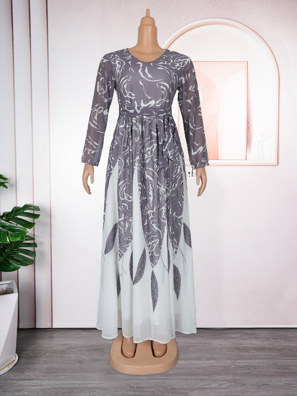 fashiondress african women's plus size  long sleeveseleganceprinting chiffon long skirt
