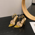 New square-toe open-toe french-style elegant high heel sandals for women, black, gold, and silver, sizes 35-42, with floral embellishments
