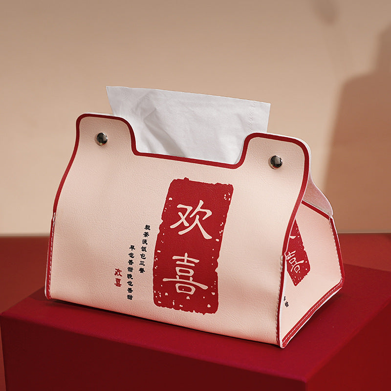 Guochao Card Aijili Household Tissue Box Waterproof Thickened High-end Desktop Coffee Table Leather Carton Car Universal