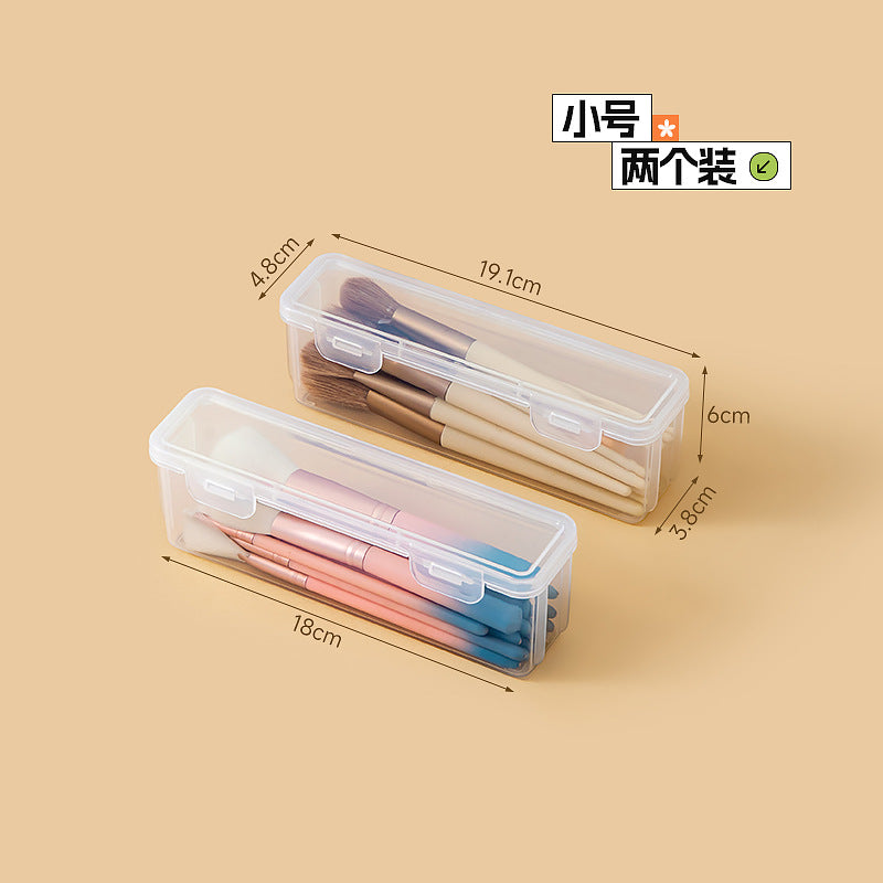Desktop cosmetics small storage box Plastic dustproof transparent stackable flip portable makeup brush storage box