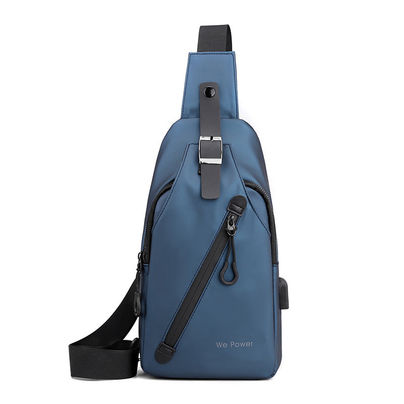 Cross-border new men's outdoor breast bag European and American trend usb breast bag sports anti-splashing messenger bag business backpack