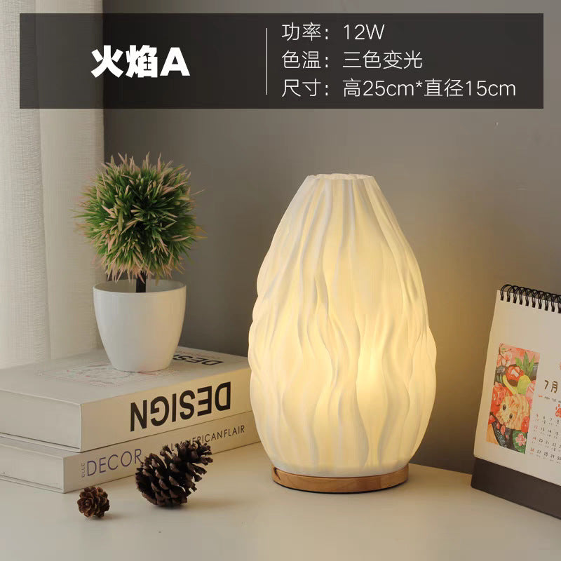French cream style 3d solid wood table lamp - living room, bedroom, bedside, trendy romantic ambiance decorative ornament night light