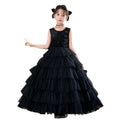 Hot-selling ready-to-ship girls' dresses: new european and american style, elegant tulle skirts, children's tiered dresses, high-end black halloween dresses