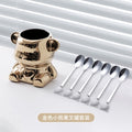Ceramic bear stainless steel fruit fork set - stylish fruit picks, home use, light luxury forks and spoons, wholesale fruit forks