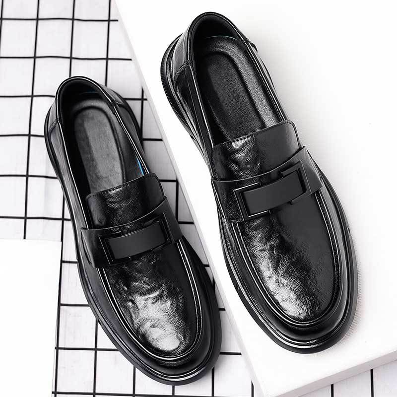 Casual leather shoes for men - live stream slip-on loafers - british style business versatile anti-slip soft sole soft upper slip-on leather shoes