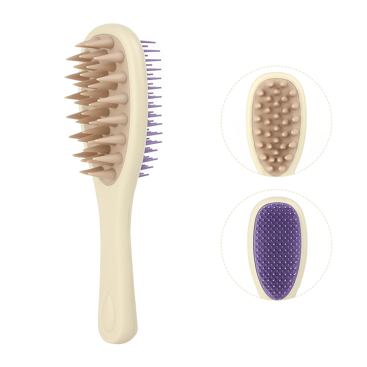 Cross-border long handle double tooth shampoo brush silicone handle shampoo comb rubbing bath massage shampoo comb scalp cleaning