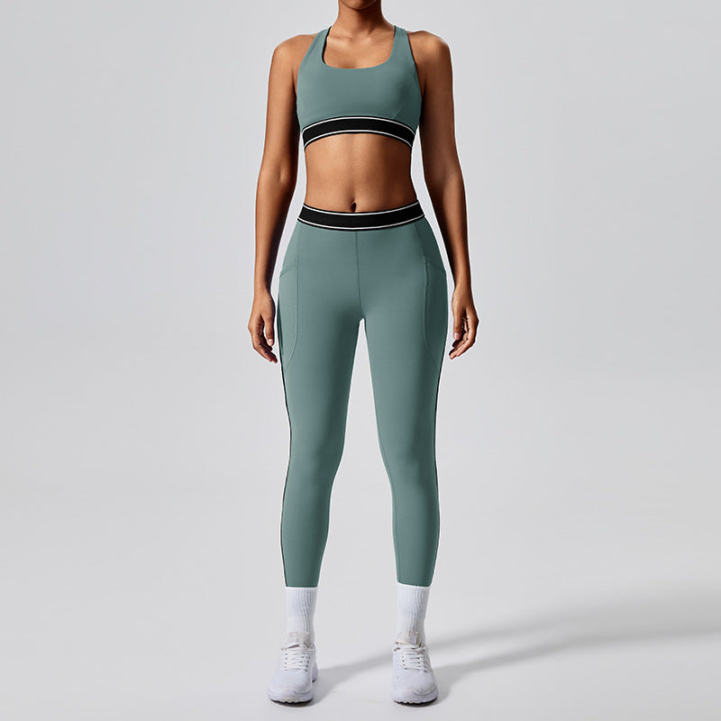 new arrival with chest pad elastic fitness fashion yoga clothes two-piece set women's pilates sports yoga clothes suit