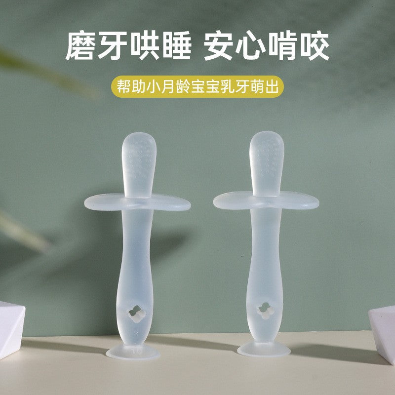 English card baby toothpaste silicone baby soothing molar toy newborn teething period silicone molar stick