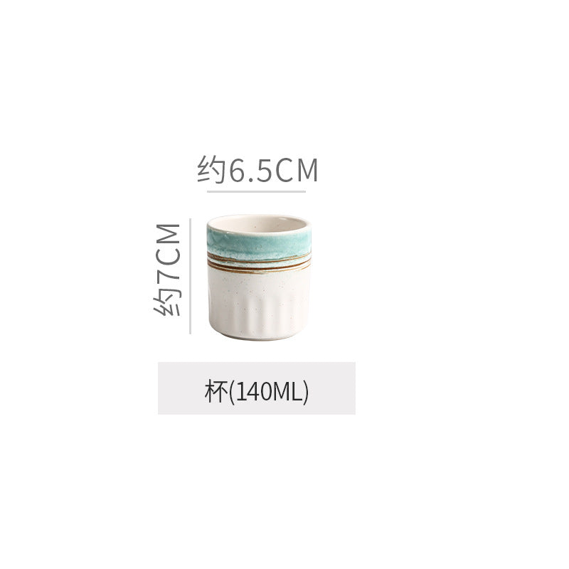 Personalized retro ink style ceramic tableware bowls, plates, dishes, restaurant for home threaded dessert plate, good-looking western dinner plate