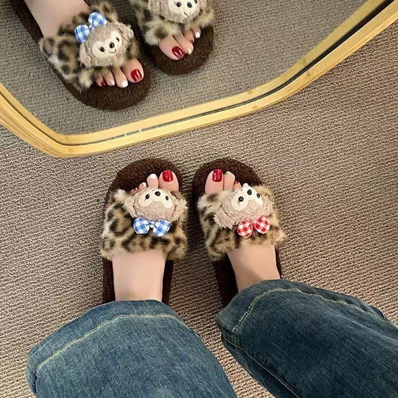 Women's cotton slippers - winter indoor home anti-slip 2025 new collection - fleece-lined fluffy slippers for women