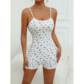 Stretchy, bodycon, sexy lingerie: floral print cami bodysuit - high-waisted, slim-fit, open-back jumpsuit for a hot girl look