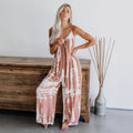 Russian, european, and american wish-style amazon 2025 new women's sexy wide-leg printed jumpsuit with straps