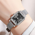 Vintage small square dial elegant student watch niche high-end metal mesh strap women's quartz watch wholesale