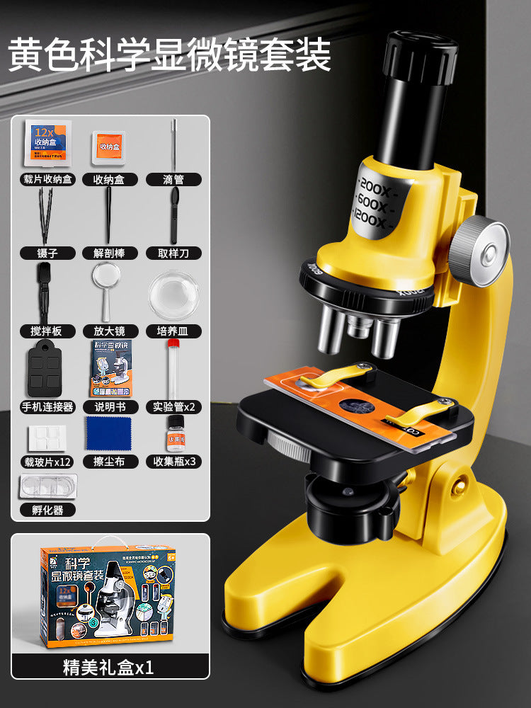 Children's microscope set - see bacteria, science experiment kit, high-definition educational toy for elementary and middle school students, perfect for boys