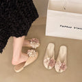 Baotou half slippers for women outwear2025 spring and summer new arrivalfashion flower fairy style with skirt flats sandals