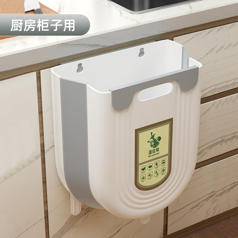 Kitchen trash can hanging for home kitchen waste classification foldable cabinet door wall hanging bathroom toilet storage wastebasket