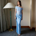 european and american women's clothing  summer new arrivals: pure & sultry one-shoulder sexy see-through mesh patchwork dress