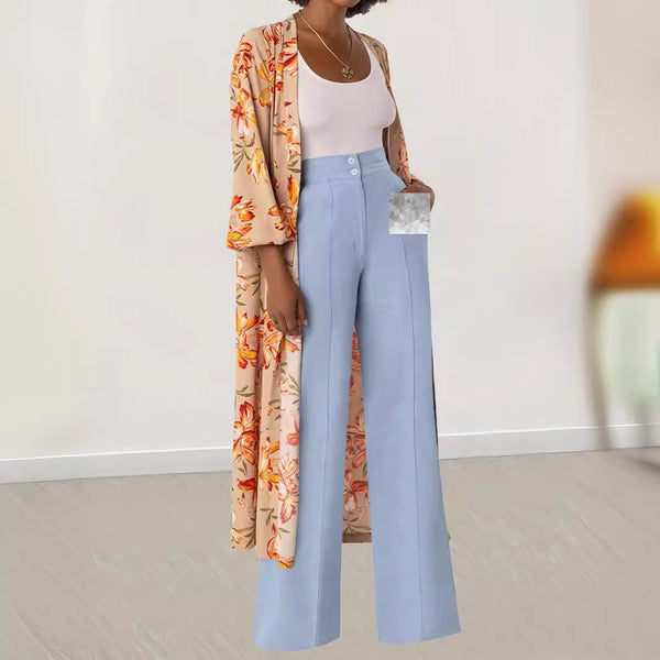 M3239L European and American   women's casual pants temperament elegant commuter trousers versatile fashion wide legs