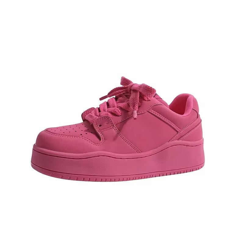 2026 spring/summer new arrival: citrus yellow chunky sole lace-up sneakers - women's collegiate style round toe versatile height increasing shoes