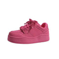 2026 spring/summer new arrival: citrus yellow chunky sole lace-up sneakers - women's collegiate style round toe versatile height increasing shoes