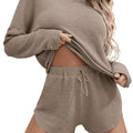 foreign trade european and american women's home clothes pure color round neck all year round home clothes casuallong sleeves drawstring mouth