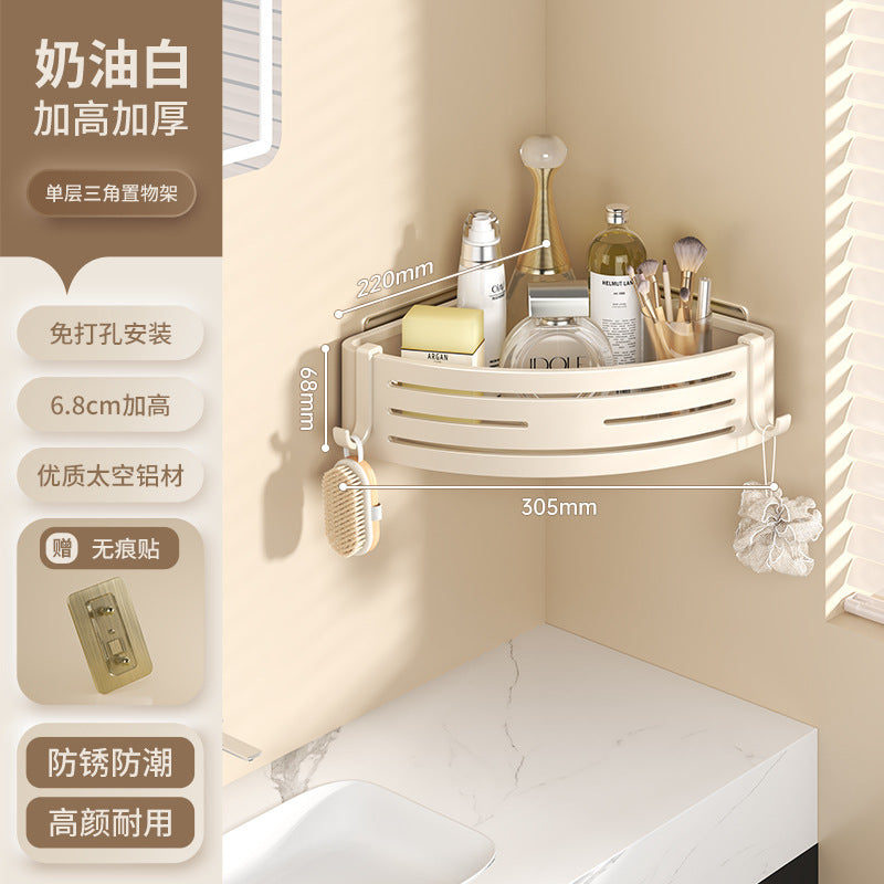 White bathroom shelf No punching toilet toilet toilet wall storage rack wall hanging cream wind