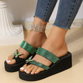 2024 summer new korean style fashion thong sandals chunky sole casual plus size rhinestone butterfly slippers indoor/outdoor