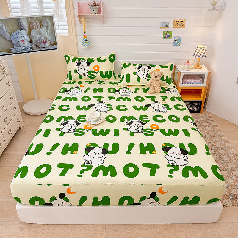 New pure color waterproof fitted sheet, urine-proof, breathable, machine washable bed sheets, thin brown mattress cover 1.8m heightened dust cover