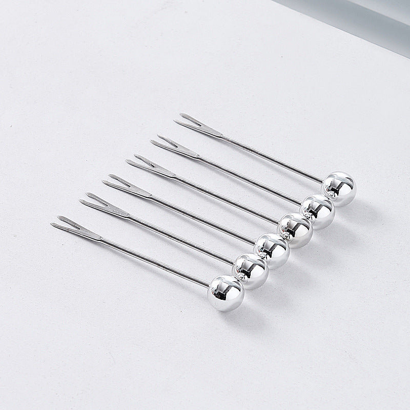 Simple ins style bear stainless steel fruit fork set fruit pick household high-looking ceramic fruit fork jar wholesale