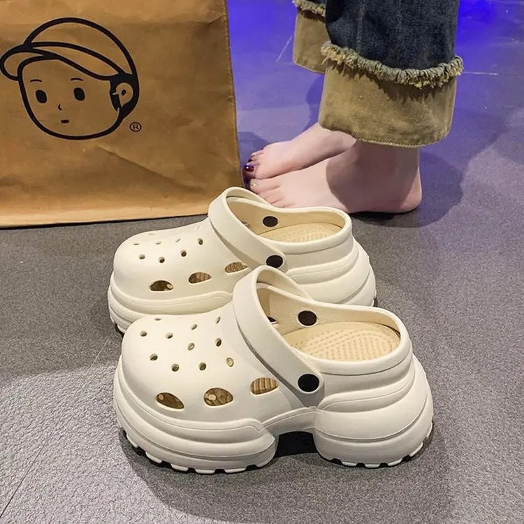 10cm thick sole eva clogs women's outwear heightened toe slippers women's new high heels women's sandals beach shoes
