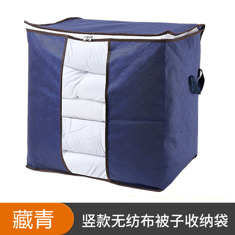 Cross-border large-capacity clothes storage bag foldable quilt storage bag transparent window thickened non-woven storage box