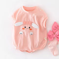 Summer baby clothes for girls, lightweight cute bunny short-sleeve romper, newborn bodysuit, outing outfit