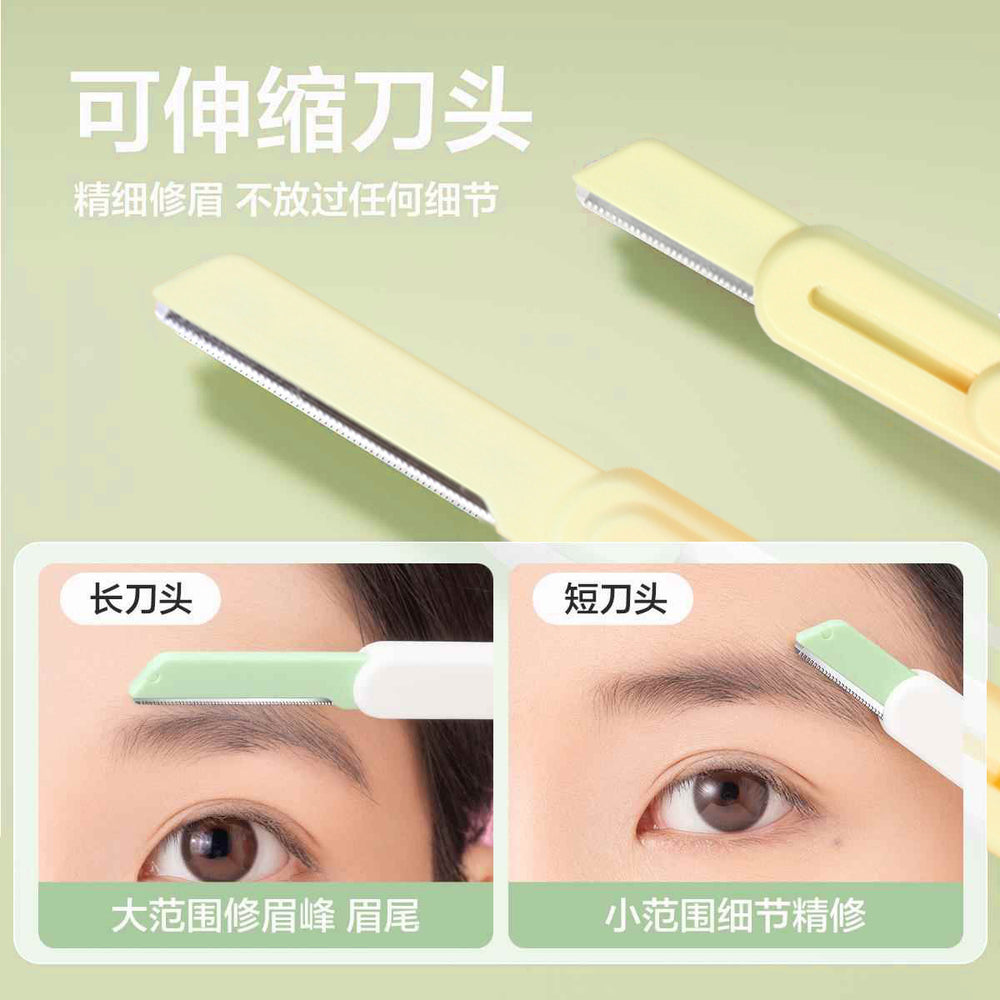 Factory customized retractable eyebrow razor, stainless steel micro-blade eyebrow shaver with anti-scratch safety guard, new wholesale
