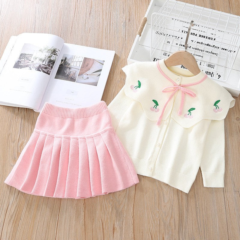 Girls' knitted dress set - spring/autumn  collection - baby dress, cardigan top, and knit sweater set for toddlers