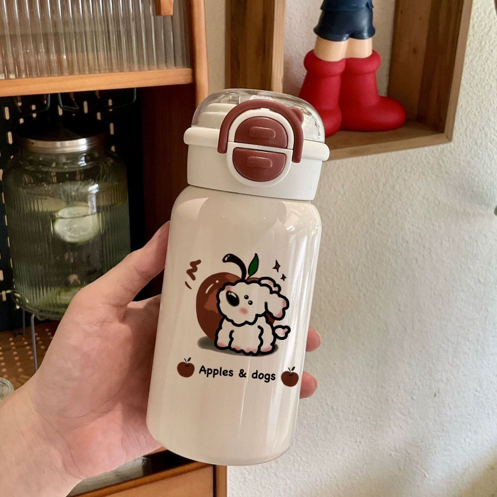 Cartoon blow dog thermos cup 316 stainless steel kids water cup cute good looks straw cup water kettle wholesale
