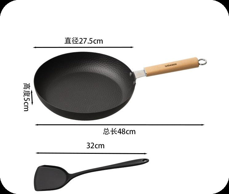 2-Piece set, pan household uncoated iron frying pan iron pan wok omelette artifact steak frying pan pancake pan