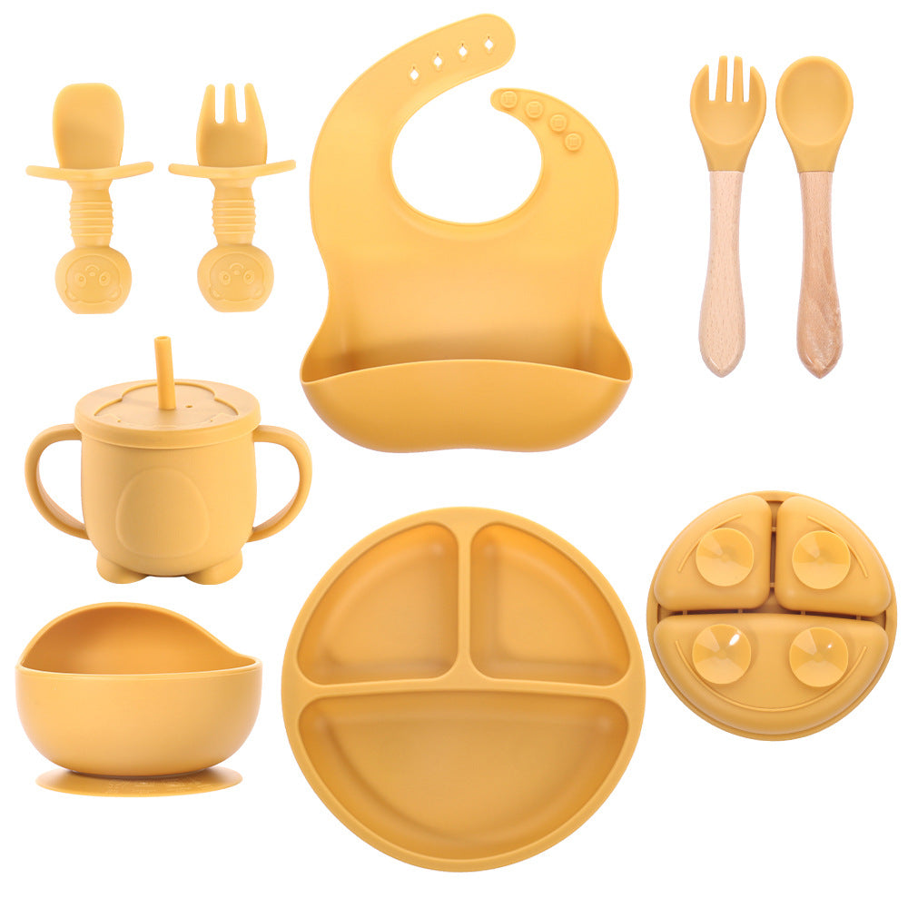 Children's bear fork and spoon set Baby eating training Silicone licking spoon Silicone fork and spoon Baby food supplement tableware spoon