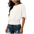 fashionpure colorfashionloosecasual short-sleeved round neck t-shirttops for women