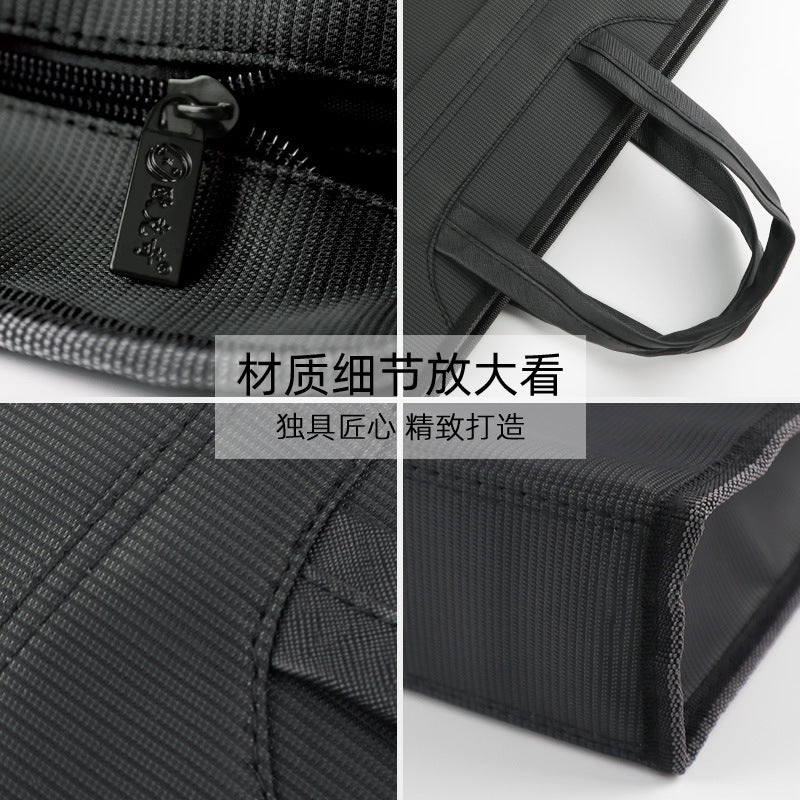 Large capacity double-layer office briefcase laptop bag conference document bag men's bag file bag business portfolio with printing option