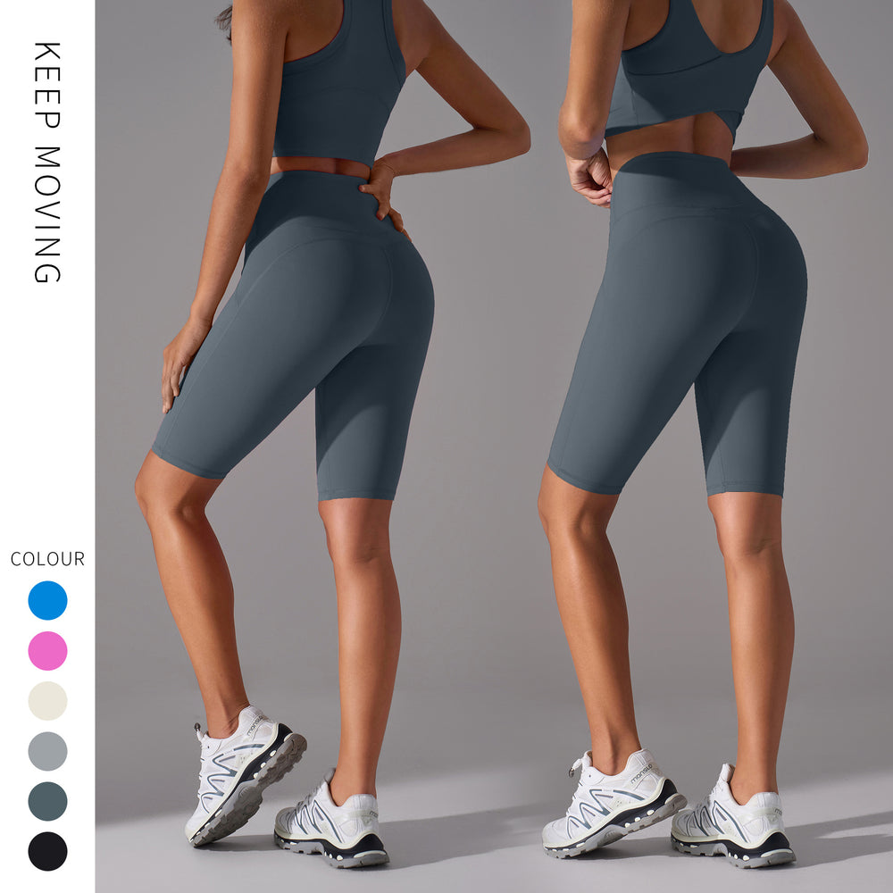 Naked feeling high-intensity sports bra women's no embarrassment line elastic tummy tight half length pants fitness yoga suitsuit