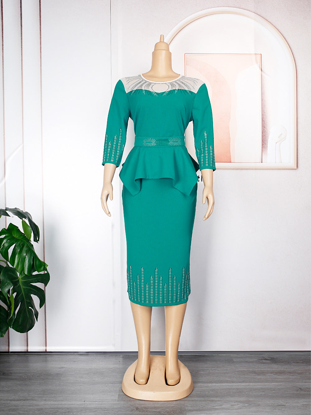 supply of african fashion women's clothing plus size heavy industry hot diamond  daily olwork clothingpure colordress