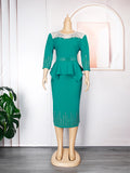 supply of african fashion women's clothing plus size heavy industry hot diamond  daily olwork clothingpure colordress
