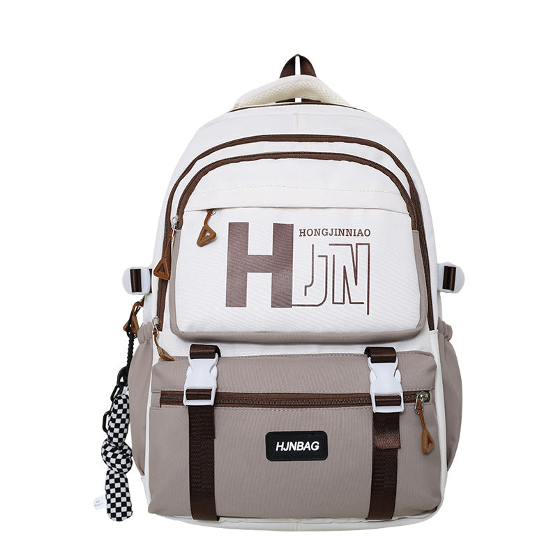 New backpack, junior high school, male and female students, campus schoolbag, large capacity, fashion trend, strong and durable leisure bag